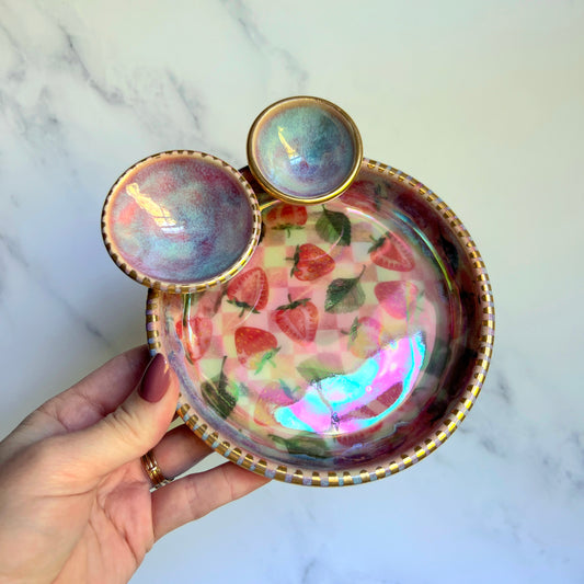 Strawberry Infinity Tray #1, Altar Tray Witchy Jewelry Dish Platter