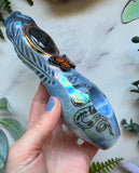 Labradorite Pipe with Monarch Butterfly, Snake and Mushroom Porcelain Ceramic Smoking Pipe