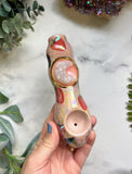 Druzy Quartz Pipe Strawberry Crystal Pipe, Carved Porcelain Ceramic Pipe