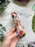 Druzy Quartz Pipe Strawberry Crystal Pipe, Carved Porcelain Ceramic Pipe