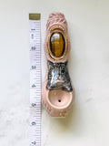Tigers Eye Crystal Pipe Cat Portrait Porcelain Smoking Pipe