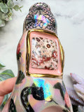 Leopard Skin Jasper Pipe Roses and Snake with Spider Webs Porcelain Smoking Pipe