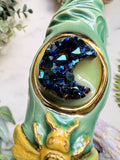 Cobalt Moon Pipe with Gold Bee Ceramic Porcelain Smoking Pipe