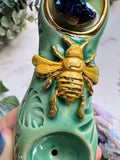 Cobalt Moon Pipe with Gold Bee Ceramic Porcelain Smoking Pipe