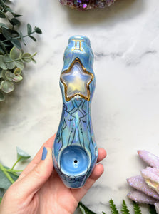 Opalite Star Gemini Pipe Zodiac Sign Porcelain Smoking Pipe