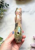 IMPERFECT Rose Quartz Heart Pipe Monstera and Butterfly Pipe Ceramic Porcelain Smoking Pipe