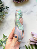 Rose Quartz Heart Pipe Dreamy Swirly Ceramic Porcelain Smoking Pipe