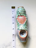 Rose Quartz Heart Pipe Dreamy Swirly Ceramic Porcelain Smoking Pipe