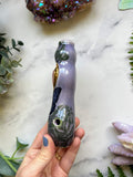Rose Quartz Heart Pipe Purple Monstera and Butterfly Pipe Ceramic Porcelain Smoking Pipe