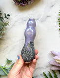 Rose Quartz Heart Pipe Purple Monstera and Butterfly Pipe Ceramic Porcelain Smoking Pipe
