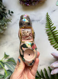 Leopard Skin Jasper Pipe Roses and Snake with Spider Webs Porcelain Smoking Pipe
