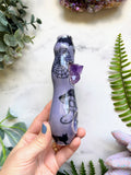 Amethyst Pipe Mushrooms Spiders Webs and Black Cat Ceramic Porcelain Smoking Pipe
