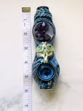 Amethyst Moon Pipe Luna Moth Ceramic Porcelain Smoking Pipe