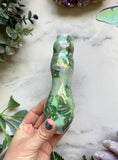Moonstone Pipe with Butterfly and Aloe Plant Monstera House Plant Porcelain Ceramic Smoking Pipe