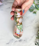 Moonstone Pipe with Luna Moth and Strawberry Porcelain Ceramic Smoking Pipe
