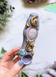 Taurus Moonstone Pipe Dreamy Cloud Zodiac Sign Porcelain Ceramic Smoking Pipe