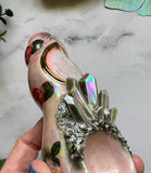 Moonstone Pipe Roses and Crystals Porcelain Ceramic Smoking Pipe