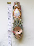 Moonstone Pipe Roses and Crystals Porcelain Ceramic Smoking Pipe