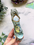 Moonstone Pipe Owl, Sun and Moon Porcelain Ceramic Smoking Pipe