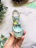 Moonstone Pipe Owl, Sun and Moon Porcelain Ceramic Smoking Pipe