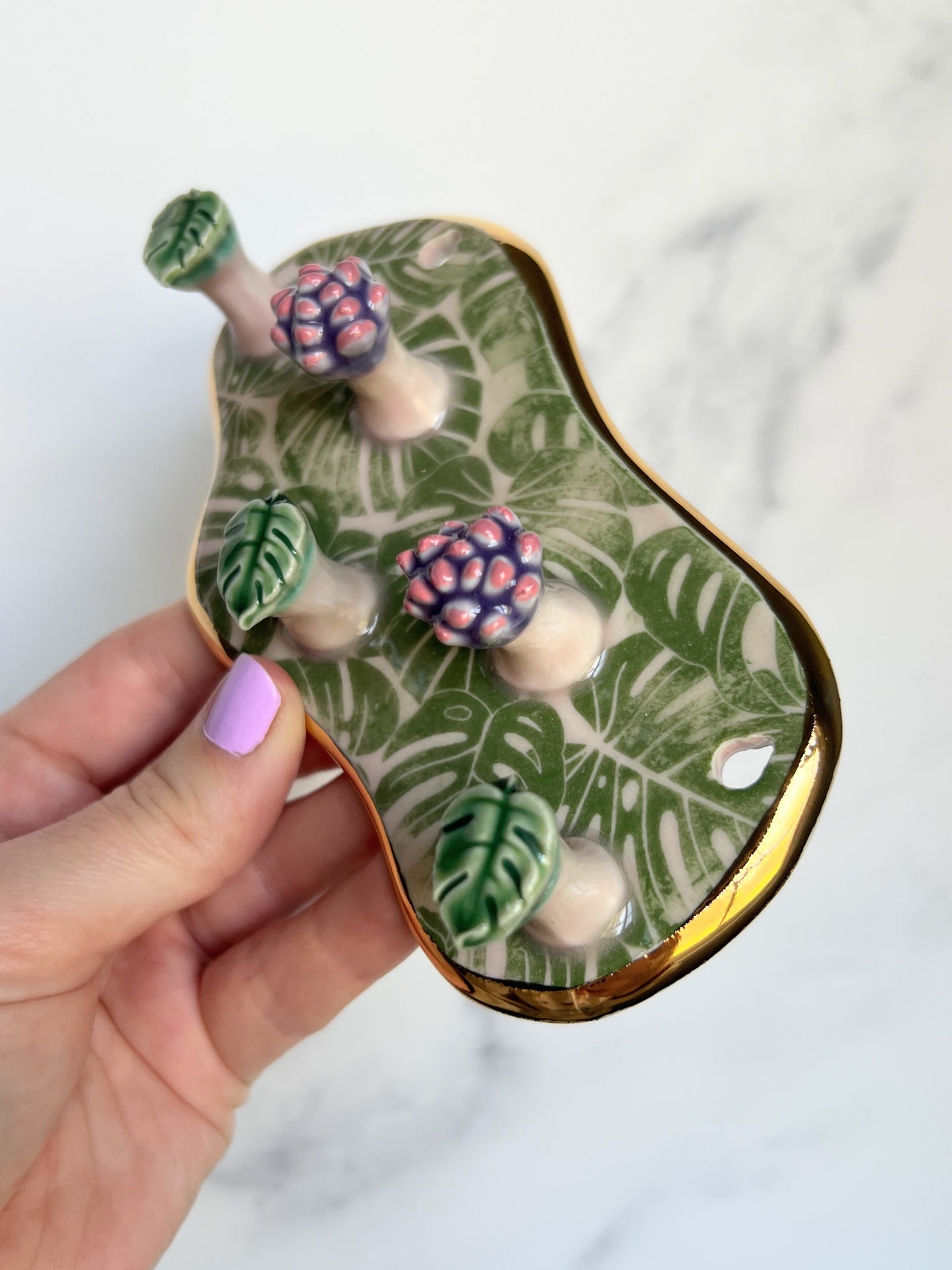 Monstera Succulent Jewelry Wall Hanging Witchy Necklace Display