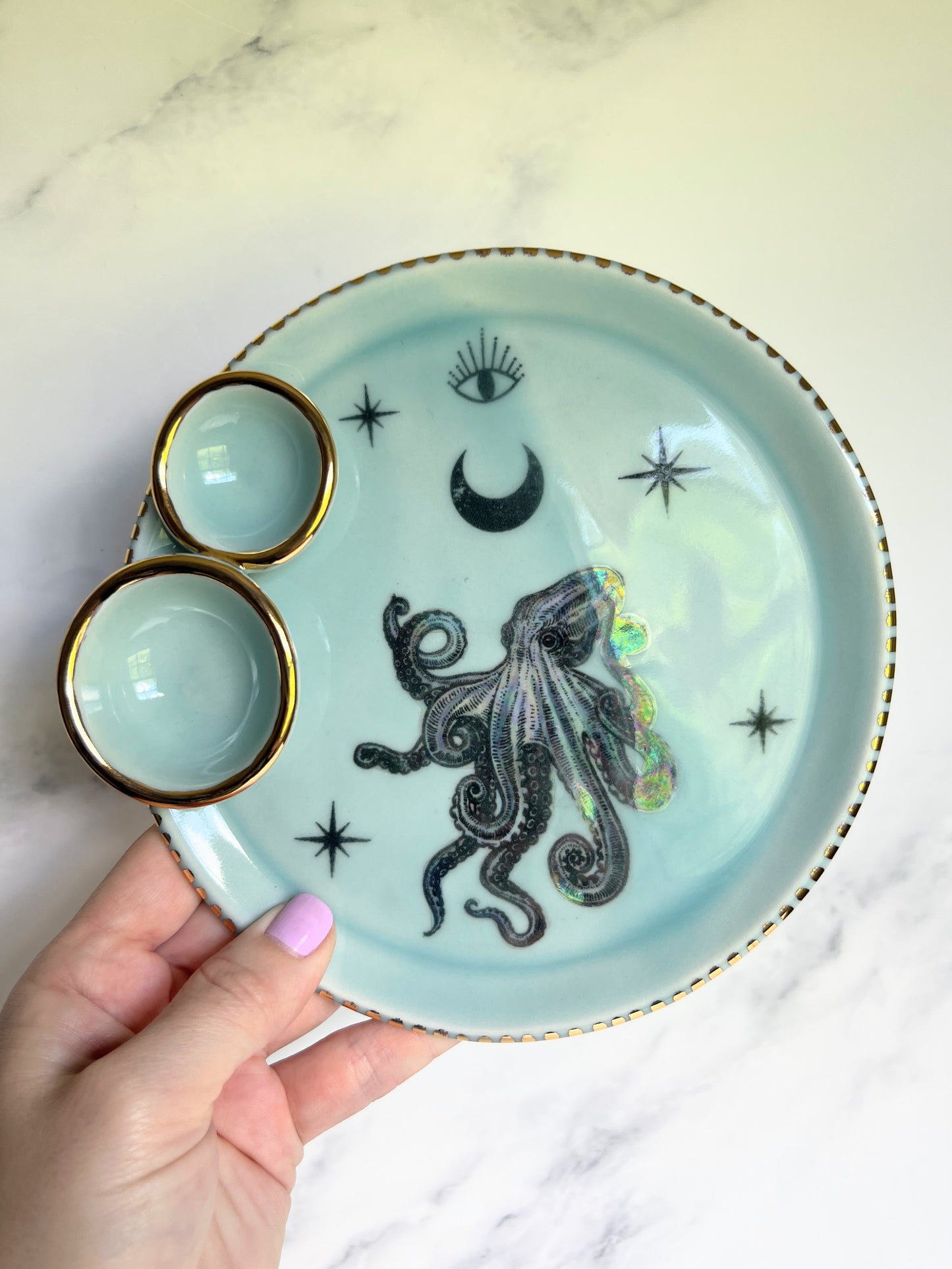 Octopus Tray Plate Iridescent Altar Tray Witchy Jewelry Dish