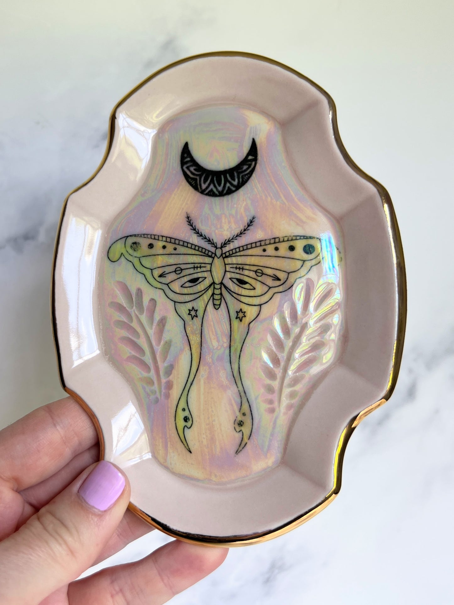 Luna Moth Tray Plate Iridescent Altar Tray Witchy Jewelry Dish