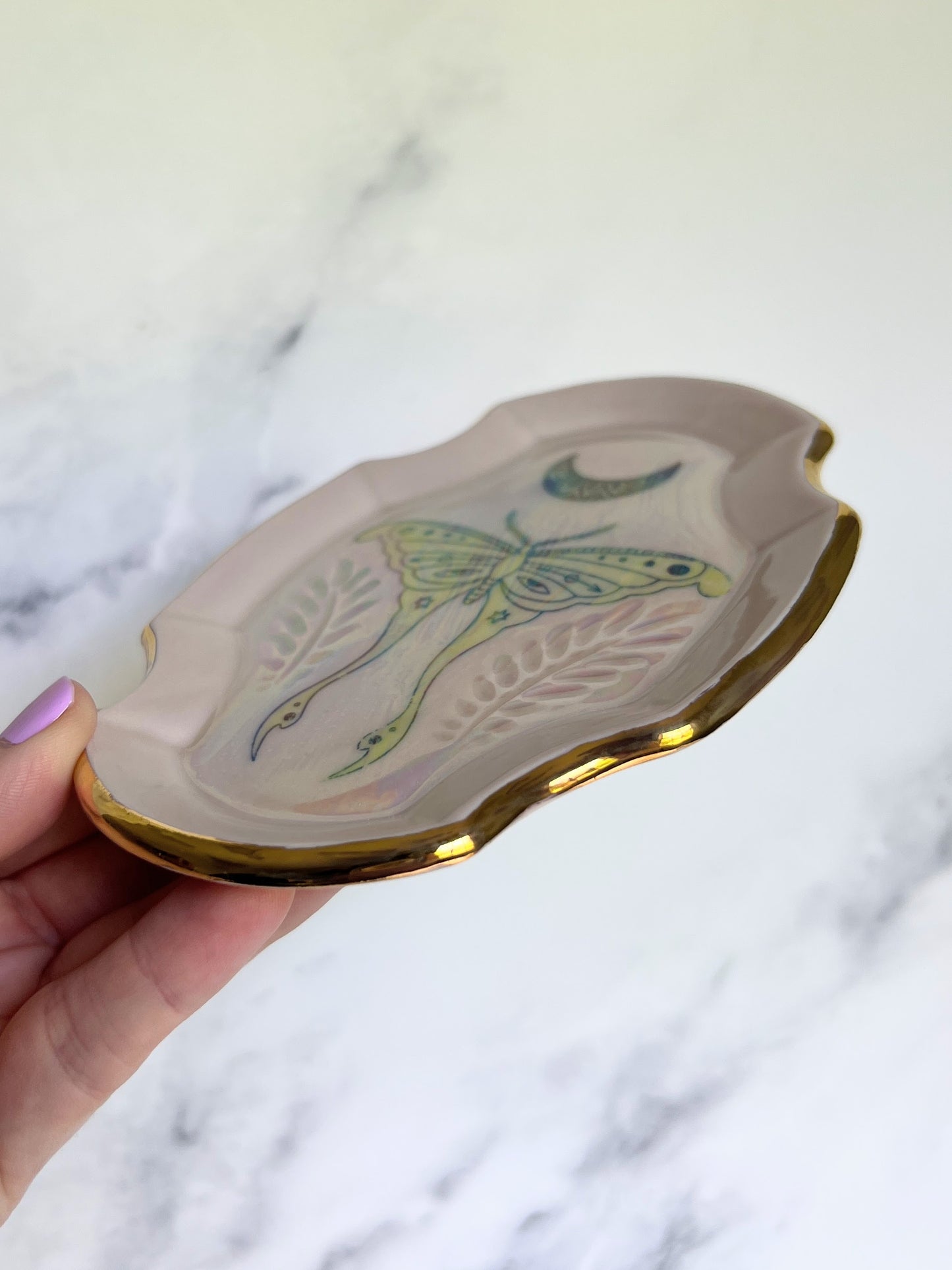 Luna Moth Tray Plate Iridescent Altar Tray Witchy Jewelry Dish