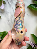 Rose Quartz Heart Pipe with Goddess and Snake Porcelain Ceramic Smoking Pipe