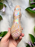 Rose Quartz Heart Pipe with Goddess and Snake Porcelain Ceramic Smoking Pipe