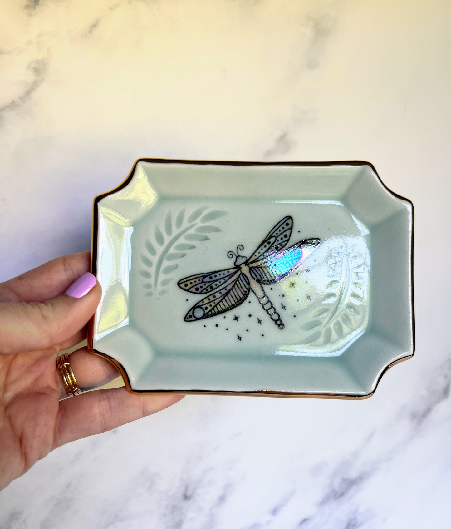 Dragonfly Tray Plate Pink Altar Tray Witchy Jewelry Dish