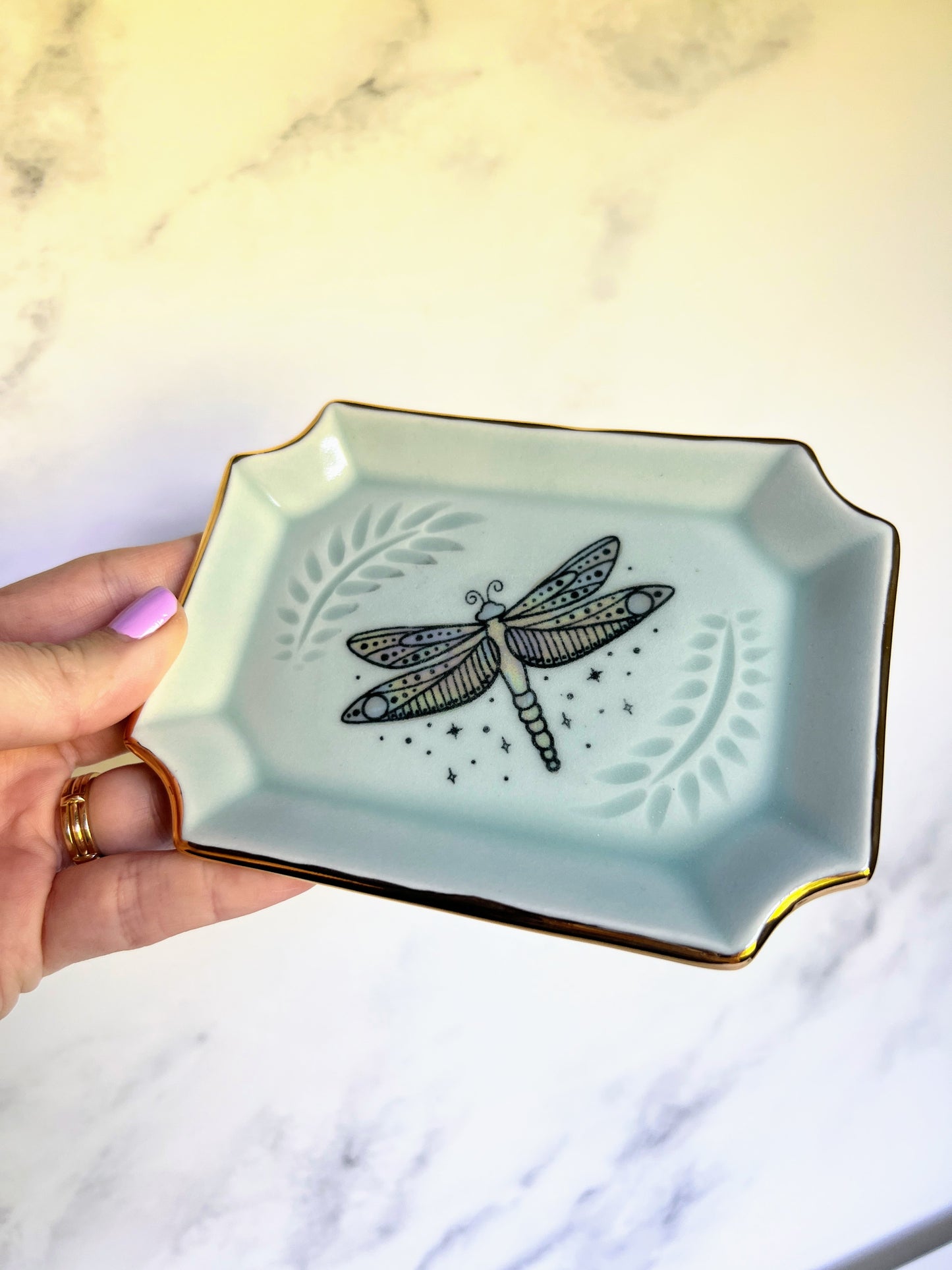 Dragonfly Tray Plate Pink Altar Tray Witchy Jewelry Dish