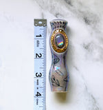 Purple Labradorite Chillum Pipe with Mushrooms Porcelain Ceramic Smoking Pipe