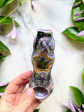 Star Labradorite Pipe with Butterfly and Mushroom Porcelain Ceramic Smoking Pipe