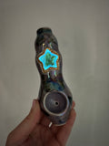 Star Labradorite Pipe with Butterfly and Mushroom Porcelain Ceramic Smoking Pipe