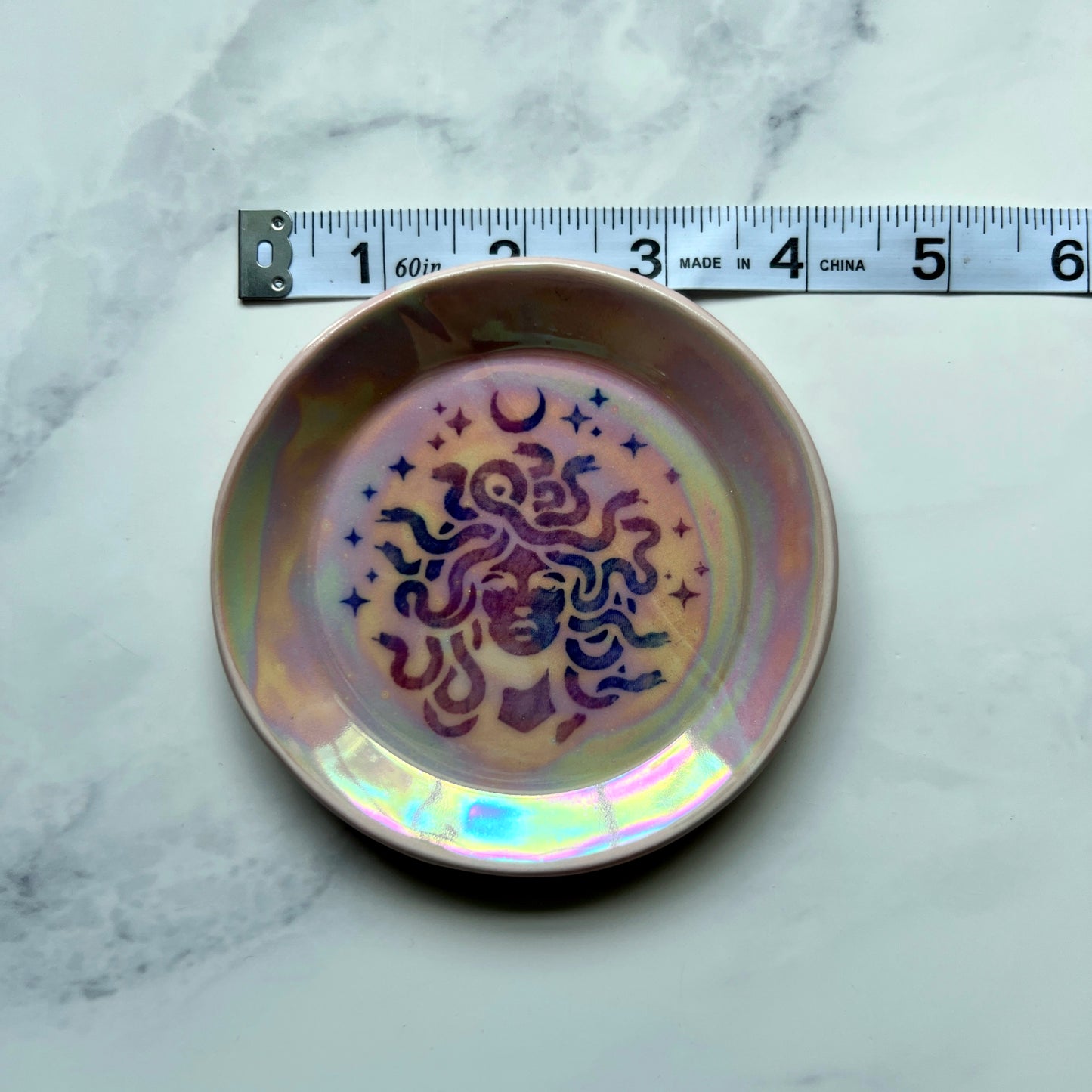 Medusa Dish Round Iridescent Altar Ring Jewelry Tray