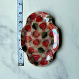 Strawberry Dish Iridescent Altar Ring Jewelry Tray Oval