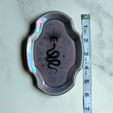 Purple Snake Oval Dish Square Iridescent Altar Ring Jewelry Tray