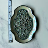 Textured Oval Dish Square Iridescent Altar Ring Jewelry Tray