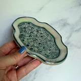 Textured Oval Dish Square Iridescent Altar Ring Jewelry Tray
