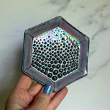 Textured Hex Dish Square Iridescent Altar Ring Jewelry Tray