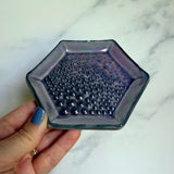 Textured Hex Dish Square Iridescent Altar Ring Jewelry Tray