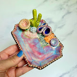 Rectangle Coral Reef Dish Iridescent Altar Ring Jewelry Dish