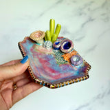 Rectangle Coral Reef Dish Iridescent Altar Ring Jewelry Dish