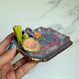 Rectangle Coral Reef Dish Iridescent Altar Ring Jewelry Dish