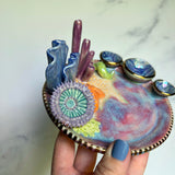 Coral Reef Dish with Mini Bowls Iridescent Altar Ring Jewelry Dish