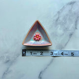 2 Piece Set -Daisy Flower Triangle Dish Altar Ring Jewelry Tray