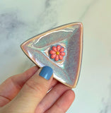 2 Piece Set -Daisy Flower Triangle Dish Altar Ring Jewelry Tray