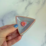 2 Piece Set -Daisy Flower Triangle Dish Altar Ring Jewelry Tray