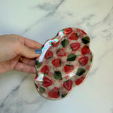 Strawberry Dish Iridescent Altar Ring Jewelry Tray Oval